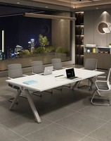 Table de conférence pliable contemporaine, design moderne et simple, forme oblongue, mobilier de bureau, pour 6 à 10 personnes, utilisation en salle de conférence, Mekia