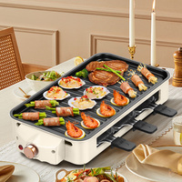 Grille-gril électrique multifonction amovible et facile à nettoyer, antiadhésif double couche, sans fumée, pour barbecue commercial et domestique