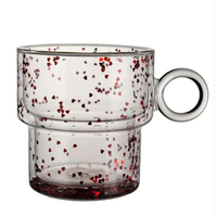 Gobelet en verre à double paroi 340ml personnalisé avec tasse en bambou empilable à paillettes poignée double couche pour café thé