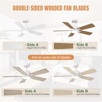 Ventilateur de plafond BLDC intérieur/extérieur de 60 pouces avec lumière LED, télécommande intelligente Alexa, 2 ensembles de pales réversibles, moteur CC