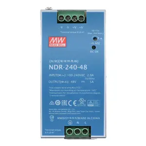 Meanwell NDR-480-48 48v 75w 120w 240w 480w AC to DC 48V Single Output Fanless Industrial Din Rail Switching Power Supply