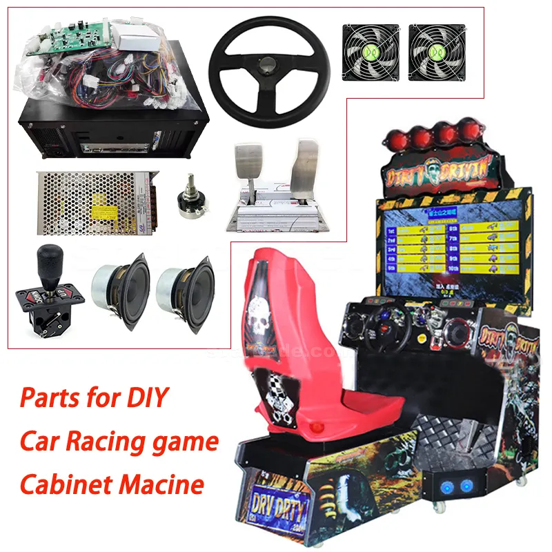 Mesin Game Arcade mengemudi kotor DIY Kit lengkap koin dioperasikan Video Simulator mengemudi mobil balap Game sim Kit Arcade balap