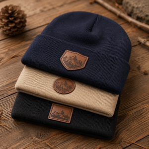 Gorro de Invierno Personalizado con Logotipo OEM, Bordado Intarsia, Etiqueta de Cuero, Diseño Houndstooth, Unisex, Premium, Venta al Por Mayor - Product Image 3
