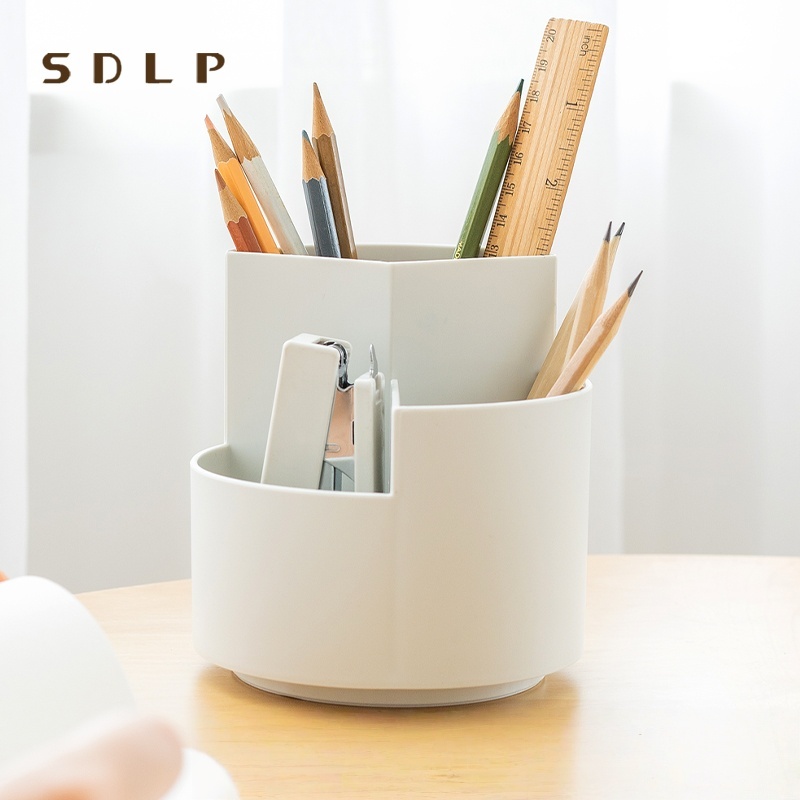 OEM/ODM Large Capacity Round Makeup Brush Pen Holder Student Stationery Storage Plastic Desk Desktop Organizer
