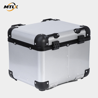 Boîte arrière de moto en aluminium 42L avec revêtement argenté personnalisé, logo OEM imprimé, personnalisation en petites séries prise en charge