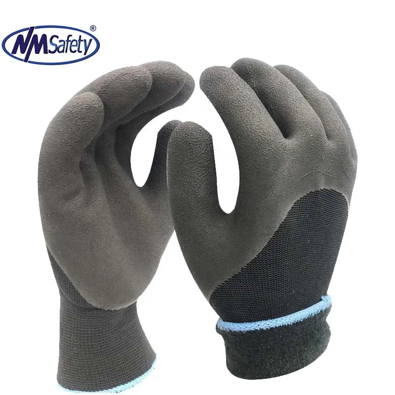 NMSAFETY dubbele liner thermische werkhandschoenen schuim latex 3/4 coating winter handschoenen