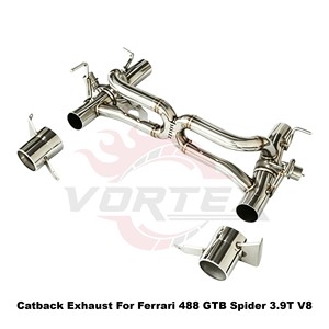 Vortex SS304 Valved Rear Exhaust Muffler System for Ferrari 488 GTB Spider 3.9T V8 Direct Fit Performance Tuning <b>Kits</b> - Product Image 3
