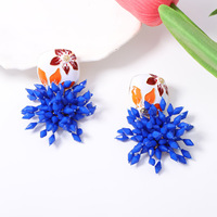 Boucles d'oreilles tendance bohèmes de luxe léger, géométriques exagérées, multicouches, en alliage tressé avec fleurs et pierres naturelles pour femmes