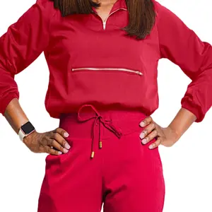 Pantaloni con cerniera set di Scrub modello uniformi mediche Scrub tuta da donna Scrub personalizzato Plus Size infermiera per Top + pantalone in tessuto ospedaliero