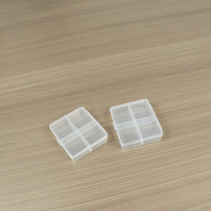 Transparent 4 Compartment Plastic <b>Storage</b> <b>Box</b> Square 9.3x8.3x1.9cm For Jewelry Electronics <b>Small</b> Parts Organizing - Product Image 1