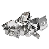 Edelstahl Gas-Dampfgarbehälter 1/6 1/9 Buffet-Server 13L Fassungsvermögen Restaurant Hotel Catering Speisenwärmer