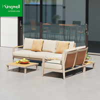 Salons de jardin vintage en aluminium avec table basse, ensembles de canapés modulaires en forme de L pour jardin, cour, hôtel