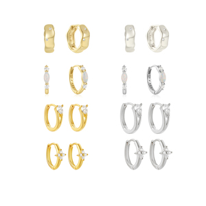 Boucles d'oreilles tendance personnalisées en argent sterling S925 micro-incrustées de zircon et d'opale, bijoux transfrontaliers très demandés - Product Image 1