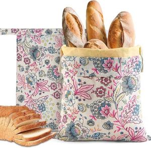 Sac de conservation alimentaire en coton biologique lavable et recyclable avec doublure en cire d'abeille pour garder le pain maison frais - Product Image 6