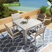 Ensemble de salle à manger d'extérieur en alliage d'aluminium résistant aux intempéries, table et fauteuils en corde tressée, mobilier de patio personnalisé OEM pour hôtel