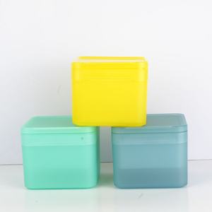 Bouteille carrée en plastique <span class=keywords><strong>à</strong></span> double paroi personnalisée pour les soins de la peau Pot de tampon de coton carré Tweenzers de flocon de coton démaquillant pour le visage - Product Image 2