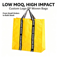 Sac tissé en polypropylène sur mesure, bicolore, avec logo jacquard, renforcé, résistant aux charges lourdes, pour l'emballage de vêtements de boutique
