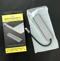 Base de Conexión USB-C 6 en 1 de Aleación de Aluminio, Adaptador OTG, USB 3.0, Multipuerto, Carga para Portátil, Ranura para Tarjeta SD/Micro