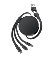 Portable Multiple 2 en 3 6A 100W Charge rapide Câble de données USB Charge rapide Câble USB rétractable 100W USB Type C Câble de charge