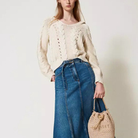 Pull style décontracté femme 100% coton printemps automne manches longues pull câble tricot pull à capuche