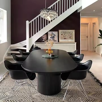 Luxe Moderne Côtelé Ovale Table À Manger Carré En Bois Mélaminé MDF Meubles Ensemble pour Restaurant Maison Hôtels Aussi Cuisine Hôpital