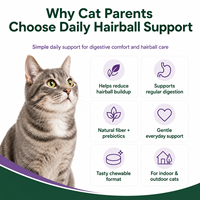 Tabletas Masticables para el Alivio de las Bolas de Pelo en Gatos, Apoyo Digestivo, Fibra Natural, Prebióticos, Suplemento para Mascotas, Golosinas Blandas para Todas las Razas de Gatos, OEM