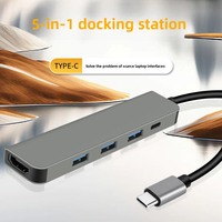 5 in 1 Type C Hub Splitter USB 3.0 Adapter Laptop Kompatibel Pembaca Kartu USB TF SD Bahan ABS Docking Station Stok Tersedia