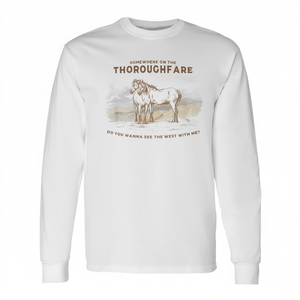 T-shirt a maniche lunghe Thoroughfare Vintage Western per adulti, girocollo unisex - Product Image 2