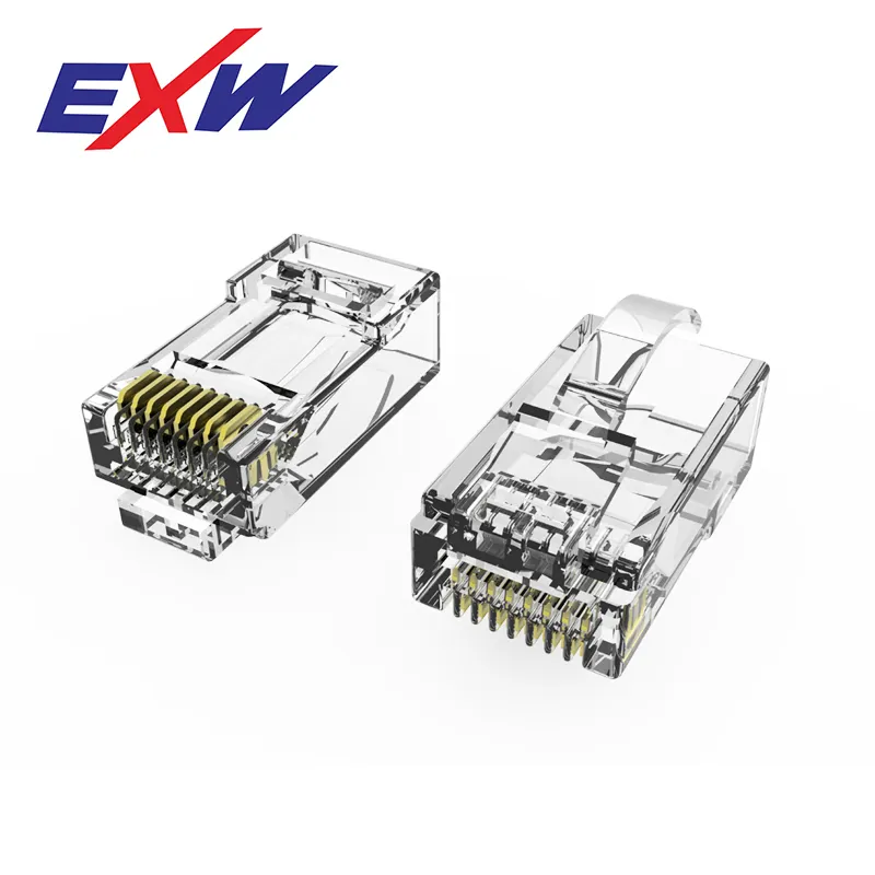 ปลั๊กขั้วต่อ RJ45โค้ง Cat6 exw CAT6ขั้วต่อ RJ45หุ้มฉนวน