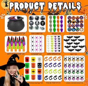 Mini <span class=keywords><strong>Chaudron</strong></span> de Fête d'Halloween, Autocollants Sorcière, Vampire, Araignée, Chauve-souris, Crâne, Anneaux, Voitures, Ressorts, Jouets Cadeaux en Gros, Boîte de Friandises pour la Sainte-Guérison - Product Image 2