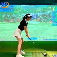 Simulateur de golf professionnel d'intérieur, ensemble complet, caméra haute vitesse à 4 objectifs, détecteur, projecteur laser 4K, entraînement à domicile et commercial