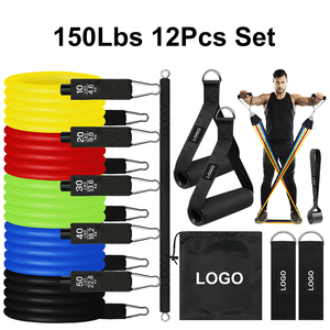 Ensemble de 12 bandes de résistance en latex avec poignées, ancre de porte, sangles de cheville et sac de transport pour la maison et la salle de sport - Product Image 1