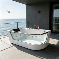 Baignoire d'angle en acrylique 1,65 m avec fonction massage, installation facile, garantie 5 ans, capacité 300L, bain à remous SPA – Offre Spéciale