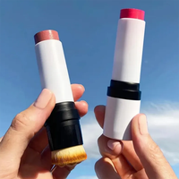 Bâton de fard à joues crème végétalienne de logo personnalisé de joue de blush imperméable d'OEM avec la marque privée de bâton de blush de brosse