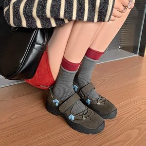 <span class=keywords><strong>Scarpe</strong></span> Mary Jane Retrò <span class=keywords><strong>con</strong></span> <span class=keywords><strong>Velcro</strong></span> e Suola Spessa, Nuova Collezione Autunno 2025, Sneakers Funzionali Stile Ballerina <span class=keywords><strong>con</strong></span> Tomaia in PU - Product Image 5