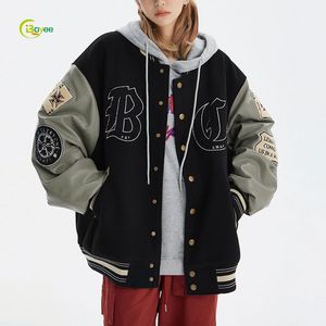 <span class=keywords><strong>Veste</strong></span> universitaire en molleton de laine sur mesure pour femmes grandes tailles, <span class=keywords><strong>veste</strong></span> de rue pour hommes, <span class=keywords><strong>veste</strong></span> de baseball <span class=keywords><strong>noire</strong></span> avec lettres, noir et orange avec des patchs - Product Image 3