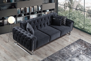 Winforce Luxury Chesterfield Pies de acero 3 2 <span class=keywords><strong>1</strong></span> Juego de sofás Diseños Conjuntos de tela de terciopelo de lujo Muebles de sala Sofás - Product Image 2