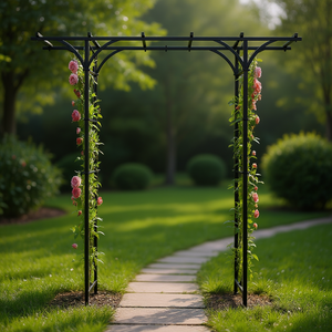 Arbre de jardin noir avec treillis pour plantes grimpantes, roses, 6,8 pieds, acier galvanisé, fournitures de jardin d'extérieur - Product Image 2