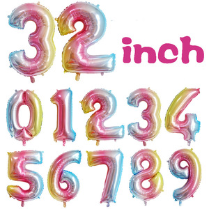 Foil Number Balloons 32 Inch 0-9 Children Cartoon <strong>Unicorn</strong> Birthday <strong>Party</strong> Balloons Decoration Set Wholesale - Product Image 3