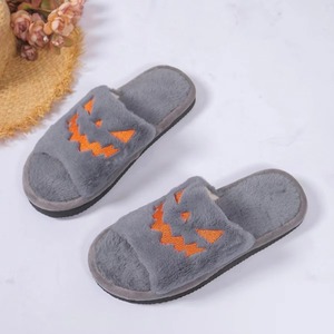 Ladies' <b>Halloween</b> Plush <b>Slippers</b>, Ghost Pumpkin Face, Funny Soft Orange Pumpkin Indoor Home Use <b>Slippers</b> - Product Image 6