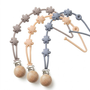 Chaîne de sucette en silicone souple et sûre avec perles florales, attache de sécurité <span class=keywords><strong>incassable</strong></span> de qualité alimentaire pour bébé - Product Image 2