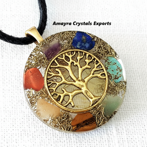 Colgante de árbol de la vida con diseño de orgonita, colgante curativo con diseño de árbol de la vida de siete chakras, con cristales de ajayra - Product Image 1