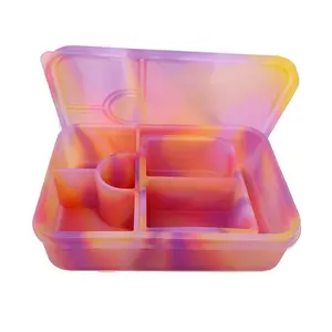 SSPH Neustil Lebensmittelqualität Silikon Kinder auslaufsicher Mittagessen-Schachtel-Set Mädchen Bento-Silikon-Lunch-Schachtel für Kinder Erwachsene