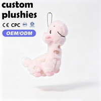 Porte-clés en peluche girafe rose mignonne personnalisée, mini, douce et moelleuse, à long cou, animal de safari, cadeau de vacances pour enfants