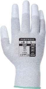Guante de Seguridad Portwest A198 Antiestático y Transpirable de Malla con Recubrimiento de PU Antideslizante en las Puntas de los Dedos y Puño de Malla, ANSI Talla Grande - Product Image 2