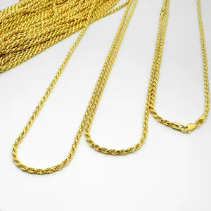 Catene in argento Sterling 925 catena a maglie intrecciate placcate oro 18 carati corda girocollo collana catena uomo per donna joyas de plata 925 - Product Image 1