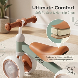 Nouveau vélo d'équilibre 4 roues pour bébé avec musique et lumière, trotteur 3-en-1 sans pédales, jouet à chevaucher pour tout-petits de 12 à 36 mois, premier vélo - Product Image 2