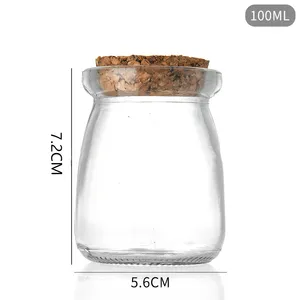 Mini bouteille de vœux en verre de 3.4oz, bocaux de fête Vintage pour faveurs de mariage, pot en verre de Pudding avec couvercle en liège et cordes, 100ml