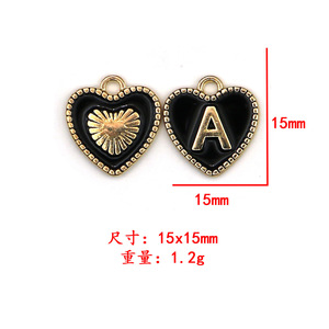 Abalorios de joyería con letras inglesas en forma de corazón, aleación de zinc, accesorios para hacer collares DIY, 26 letras, colgantes para manualidades. - Product Image 3
