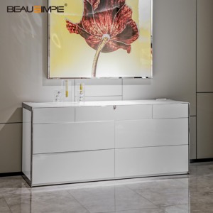 Armoire de rangement de luxe Via <span class=keywords><strong>Gesu</strong></span> Medusa, finition nickel miroir et peinture brillante, parfaite pour les salons haut de gamme et les villas de luxe - Product Image 1